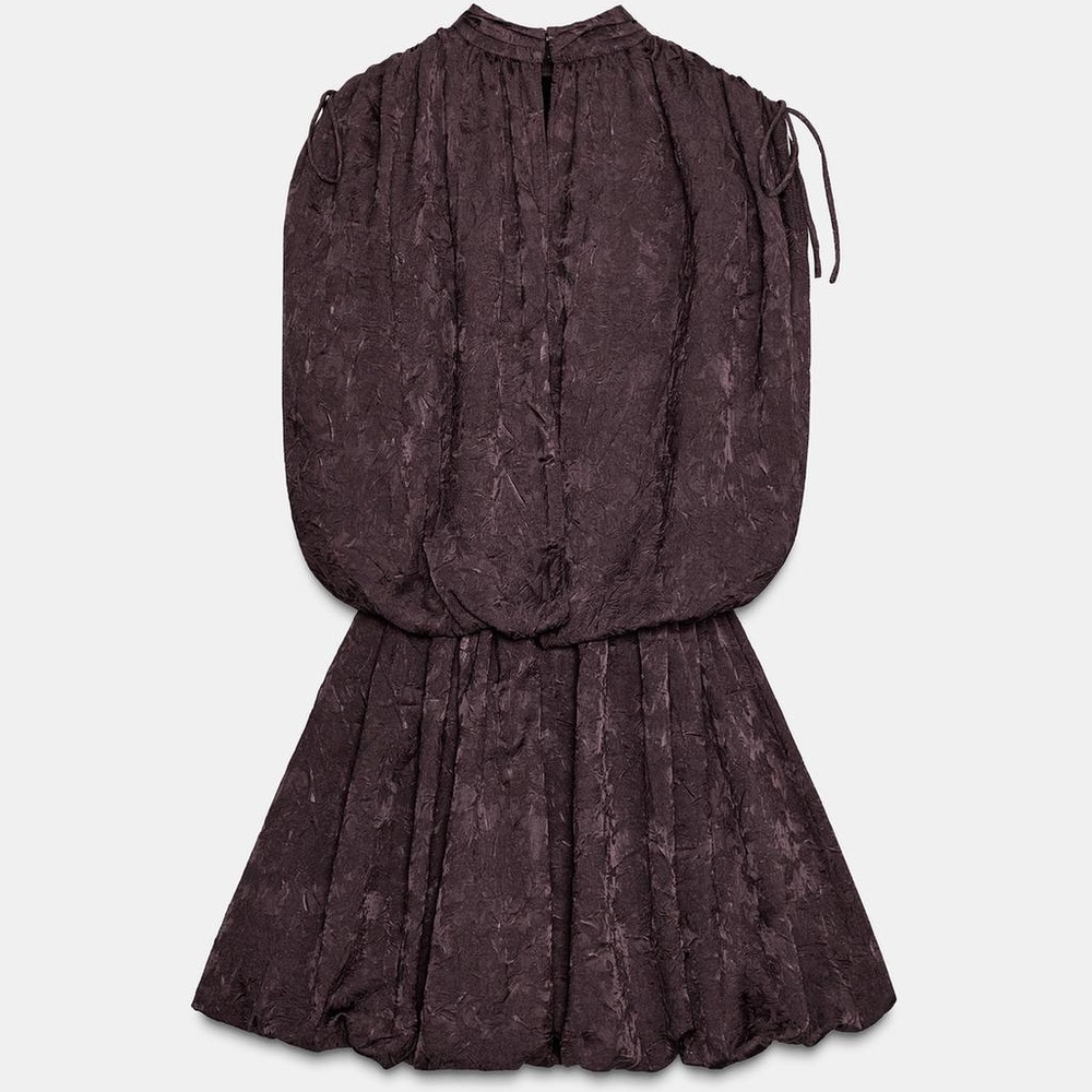 ZARA JACQUARD VOLUMINOUS BUBBLE HEM MINI DRESS | S NWT - Picture 7 of 16